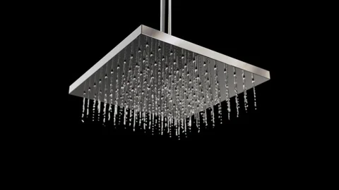 Closeup slow motion Rain shower bath overhead droplet water Stock Footage 272316437