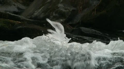Closeup in slow motion of Rushing Stream Water Stock-Footage 14808220