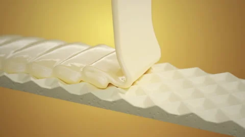 Closeup slow motion white chocolate liquid milk Pouring on white Chocolate bar. Stock Footage 205502018