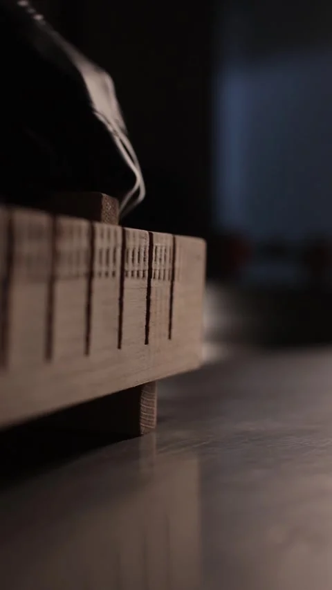 Closeup slowmotion vertical shot of pressing the mayo sauce and rice in wooden Stock Footage 259666744