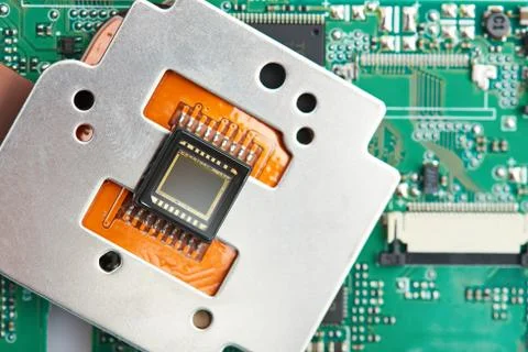 Closeup of small camera sensor Stock Photos