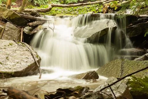 Closeup of small waterfall Stock Photos