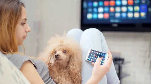 Closeup of a smart phone is connected to a smart TV. Stock Footage 72823295