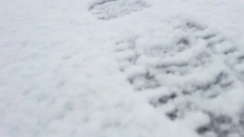 CLOSEUP SNOWY FOOTSTEP 스톡 동영상 187732373