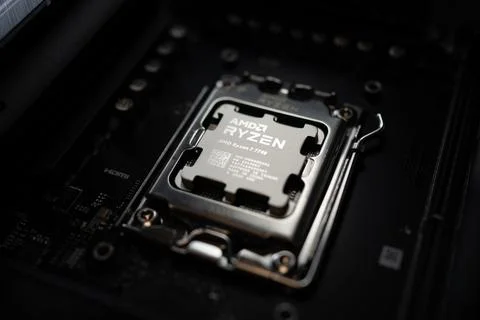 Closeup of a socket with a computer processor mounted in the back Stock Photos