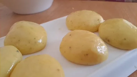 Closeup of soft, creamy ras malai balls Stock Footage 318344339