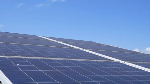 Closeup of solar panel in sunlight with blue sky 動画素材 111303934
