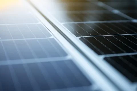 Closeup of solar panels with some reflections Stock Photos