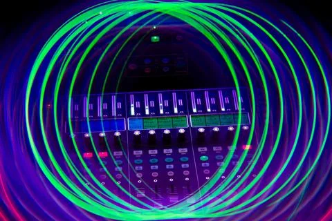 Closeup of sound control panel Stock Photos