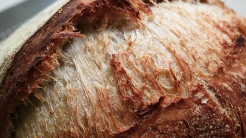 Closeup sourdough bread, traditional bread made with wild yeast Stock Footage 255856532