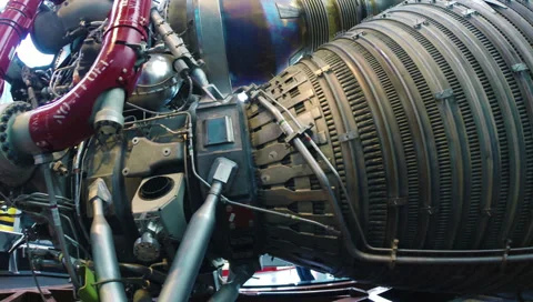 Closeup of Spacecraft Rocket Engine 2.7K Stock Footage 35479394
