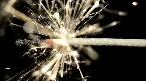 Closeup of Sparkler lit by Hand Stock-Footage 49114971