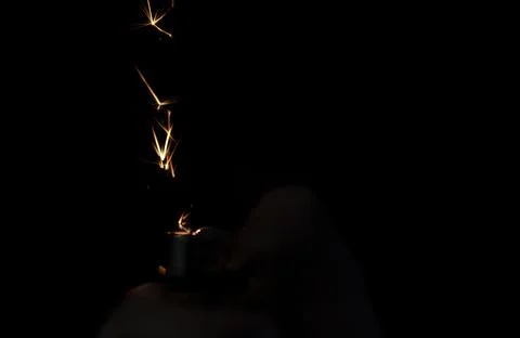 Closeup to sparkles with black background. Foto stock