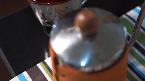 Closeup specialty coffe drip in pot. panning slow motion Stock Footage 123574336