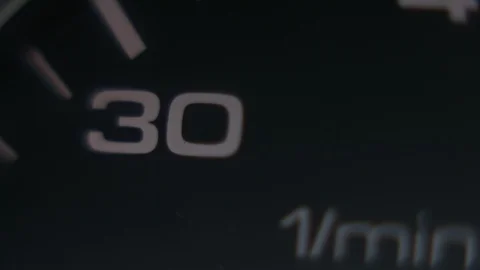 Closeup of speedometer on a car dashboard. Macro. 스톡 동영상 106838180