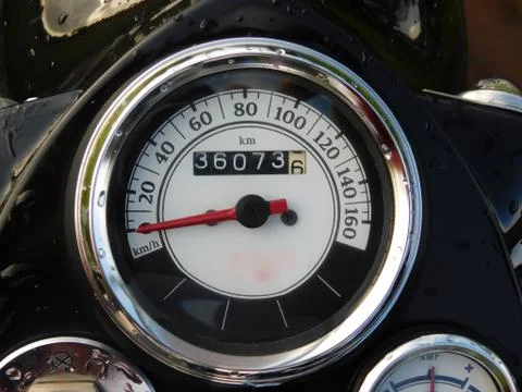 Closeup of speedometer of a motorcycle Stock Photos