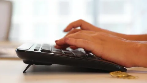 Closeup of speedy typing on keyboard Stock Footage 283075996