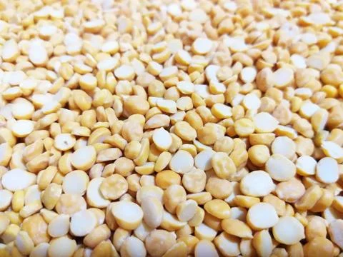 Closeup of Split Chickpea Also Know as Chana Dal, Yellow Split Chickpeas. Stock Photos