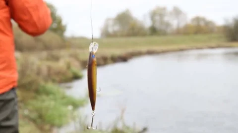 Closeup of spoon bait Stock Footage 72041321