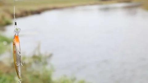 Closeup of spoon bait Stock Footage 72041419