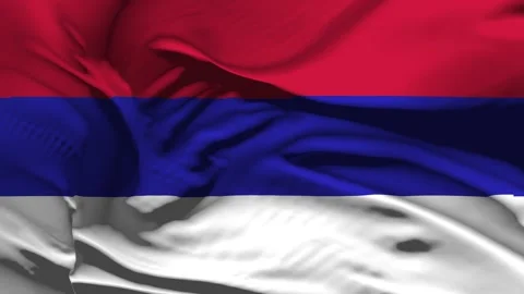 Closeup Srpska Flag Wave Loop waving in wind Realistic Srpska Flag backgroun Stock Footage 341457216