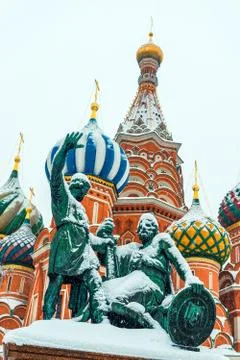 Closeup of St. Basil's Cathedral on Red Square in Moscow, Russia Stock Photos