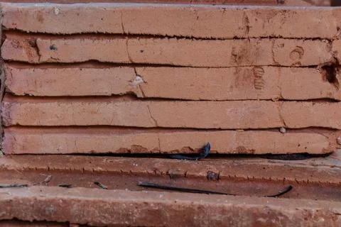 Closeup of stack bricks. Stock Photos