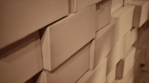 Closeup stack of cardboard logistics shipping boxes in warehouse.  Stock Footage 336761848