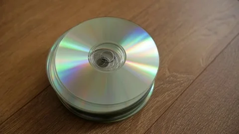 Closeup of a stack compact discs Stock Footage 74411936