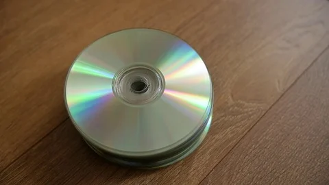 Closeup of a stack compact discs. Stock Footage 77281103