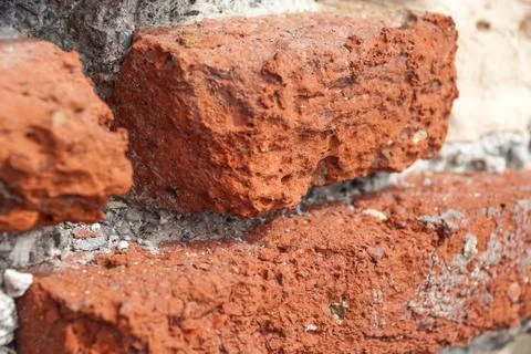 Closeup of Stack of Raw Bricks on the external wall 写真素材