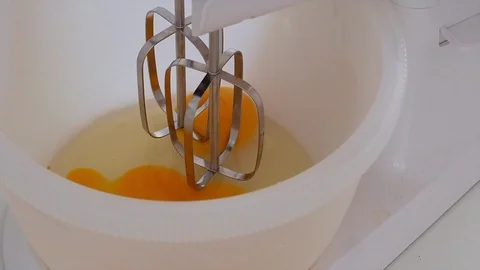 Closeup of stand mixer mixing Egg whites. Stock Footage 114579055