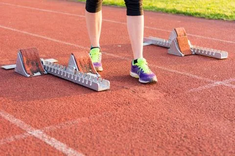 Closeup of a starting block. Stock Photos