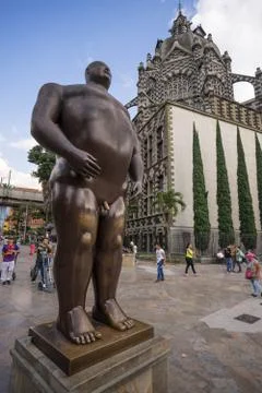 Closeup of a statue donated by Botero Stock Photos