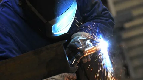 Closeup of steel being heated in workshop Stock Footage 46735313