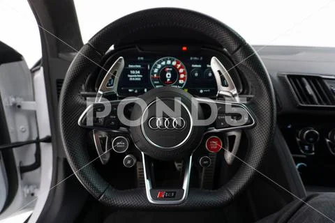 Closeup of Steering wheel of a Red Audi R8 Sport Plus ~ Premium Photo ...