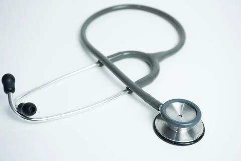 Closeup Stethoscope isolated on white background. Medical tool. Health care.. Stock Photos