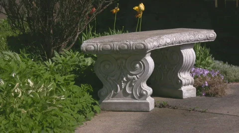 Closeup of a stone bench Stock Footage 545177