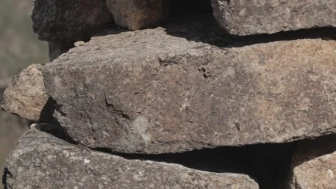 Closeup on stone wall in montalegre Stockbeeldmateriaal 150871390