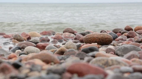 Closeup of a stony beach at evening Stock Footage 104364969