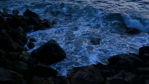 Closeup of a stony beach at evening Video stock 107264004
