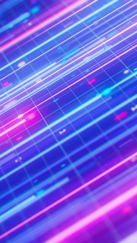 Closeup of straight neon line flow carrying big data at light speed. Abstract Stock Footage 347318133