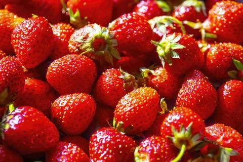 Closeup strawberry, fruits background texture Stock Photos
