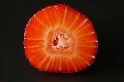Closeup of a strawberry inside Stock Photos