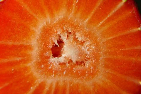 Closeup of a strawberry inside Stock Photos