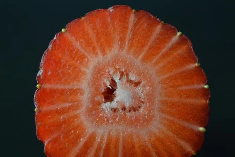 Closeup of a strawberry inside Stock Photos