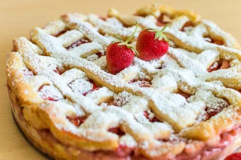 Closeup strawberry pie Stock Photos