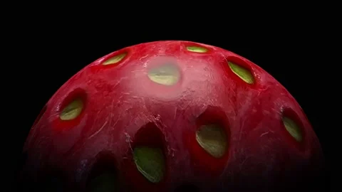 Closeup Strawberry Sphere Loop Rotation on dark background. 4K Animation Stock Footage 191090329