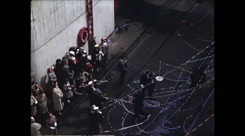 Closeup Streamers from Departing Ship Video stock 47643571