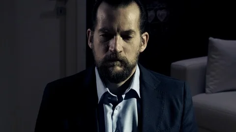 Closeup of stressed out depressed man in office Stock Footage 115649218